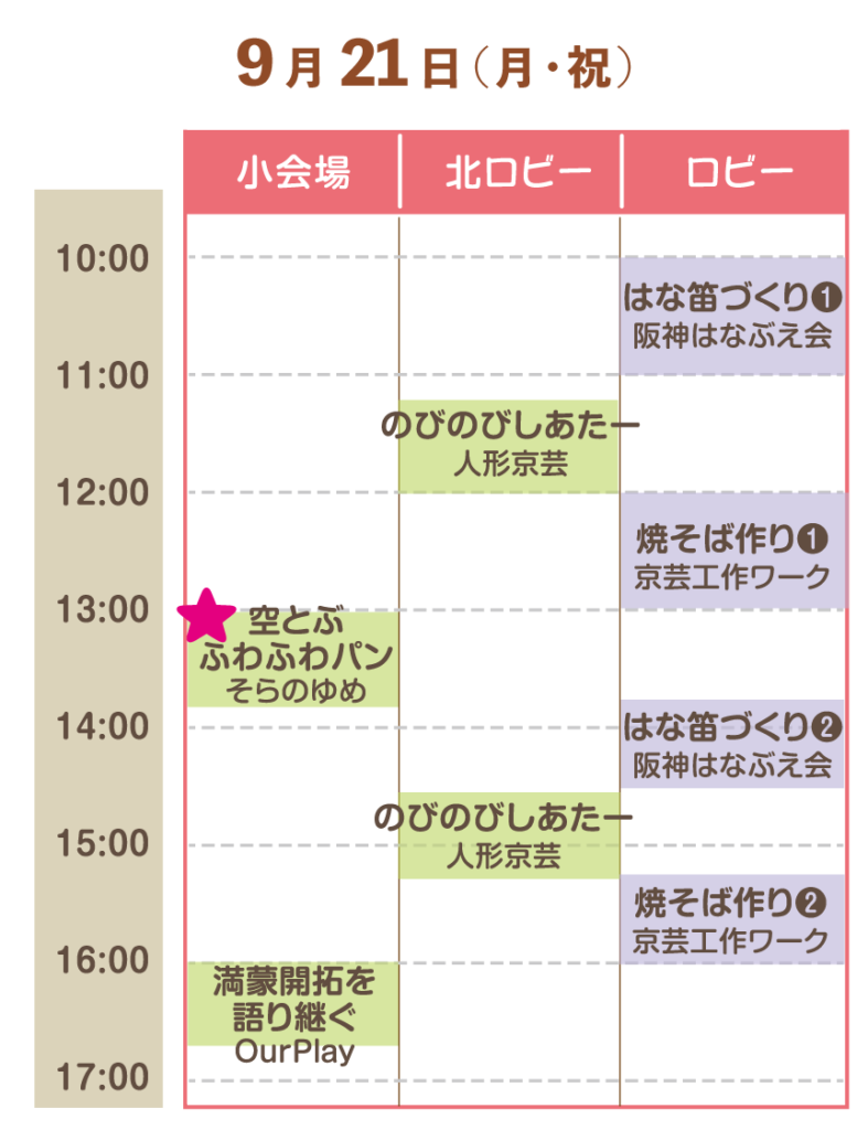 タイムテーブル表-2026年09月21日-こどもえんげき祭 in なだ 2026